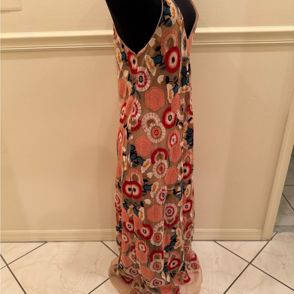 ELLIATT Revolve Floral Embroidered Nude + Pink V-Neck Maxi Evening Dress $489 - Picture 11 of 16
